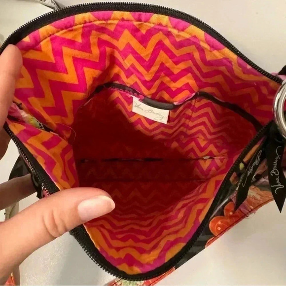 Vera  Bradley Ziggy Zinnia Pink Orange Floral Iconic Hipster Crossbody Zip Bag - Picture 6 of 9